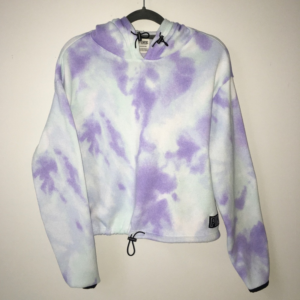 PINK tie-dye cropped hoodie